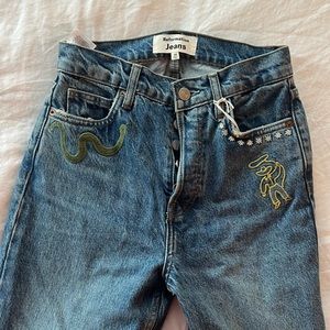 Reformation Hand-Embroidered Western “Cynthia” Jeans